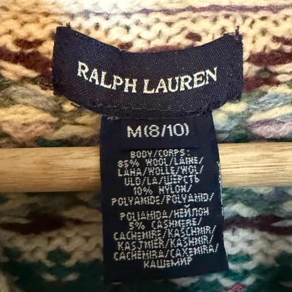 Ralph Lauren Purple Wool Fair Isle Sweater Cape Size Medium - Picture 5 of 5